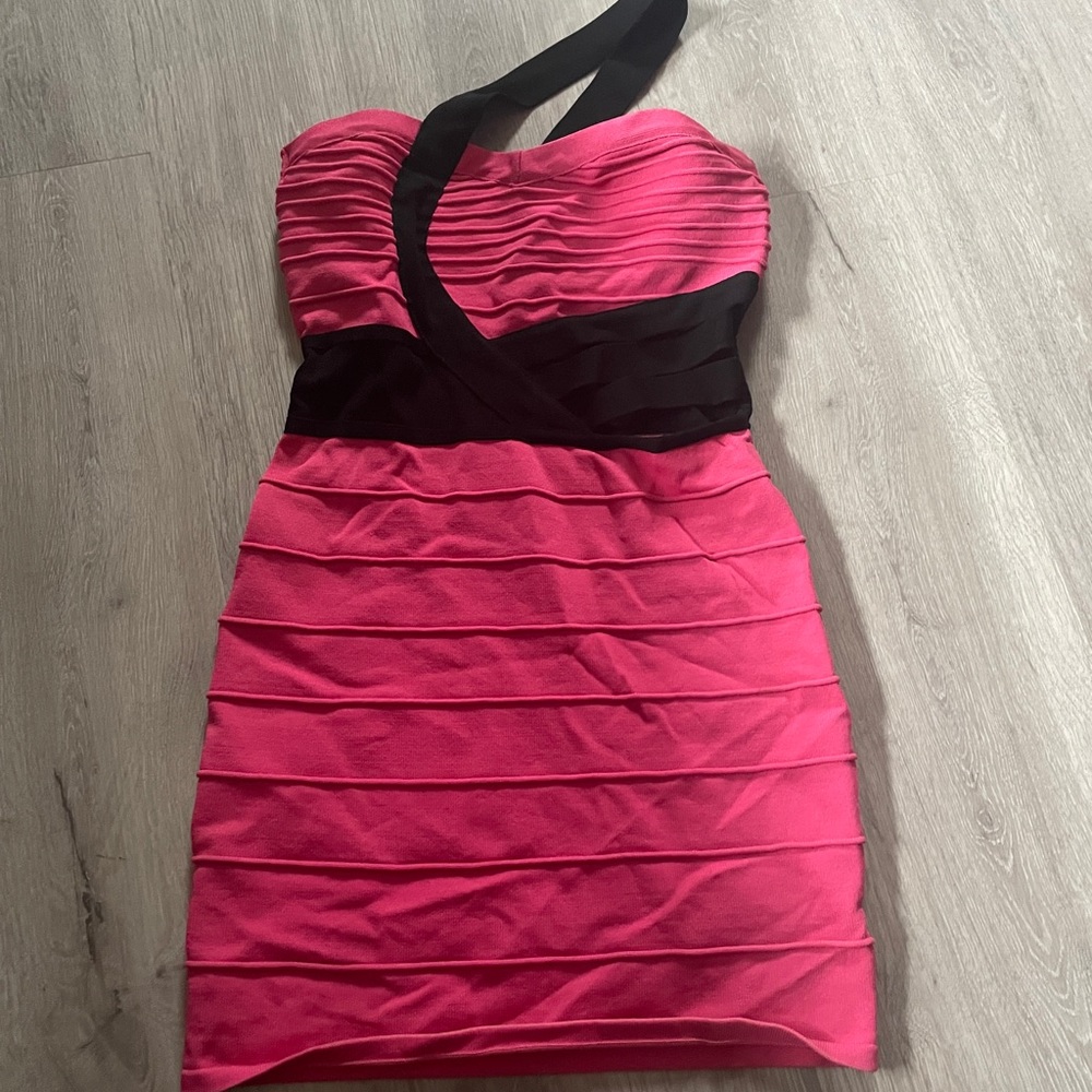 Pink black mini dress bandage medium hot Miami styles y2k